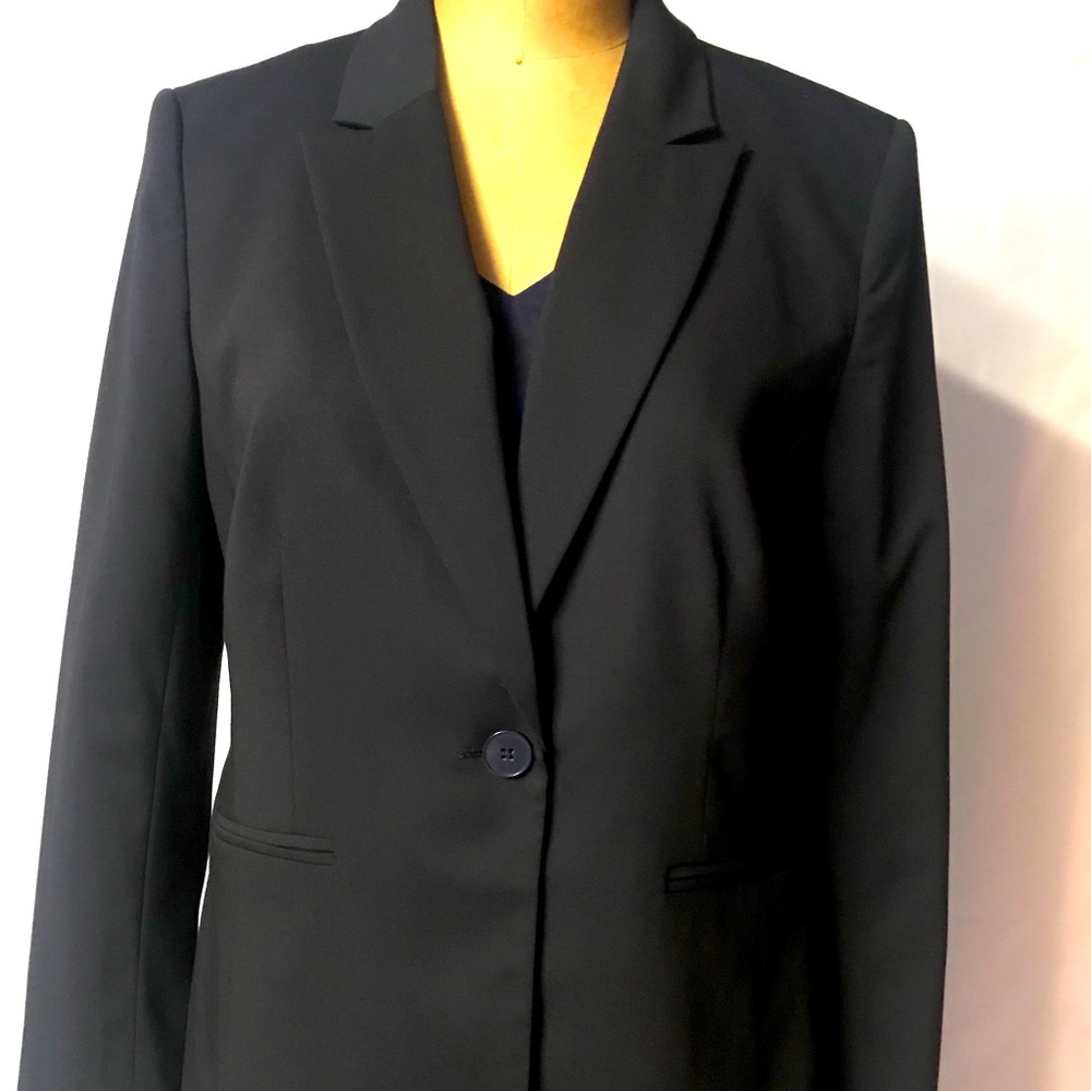 Liz Claiborne One Button Navy Blue Career Blazer